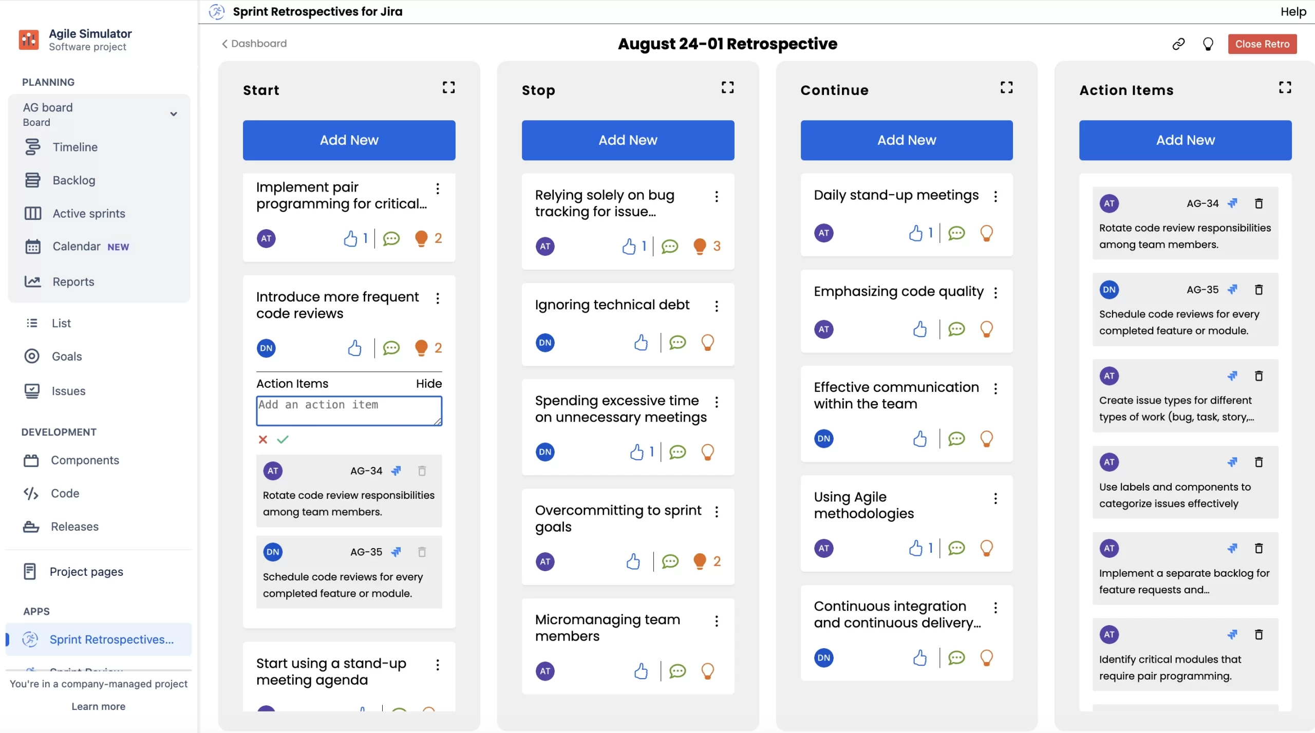 Sprint Retrospectives for Jira plugin