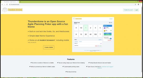 Thunderdome is an open source agile planning poker tool